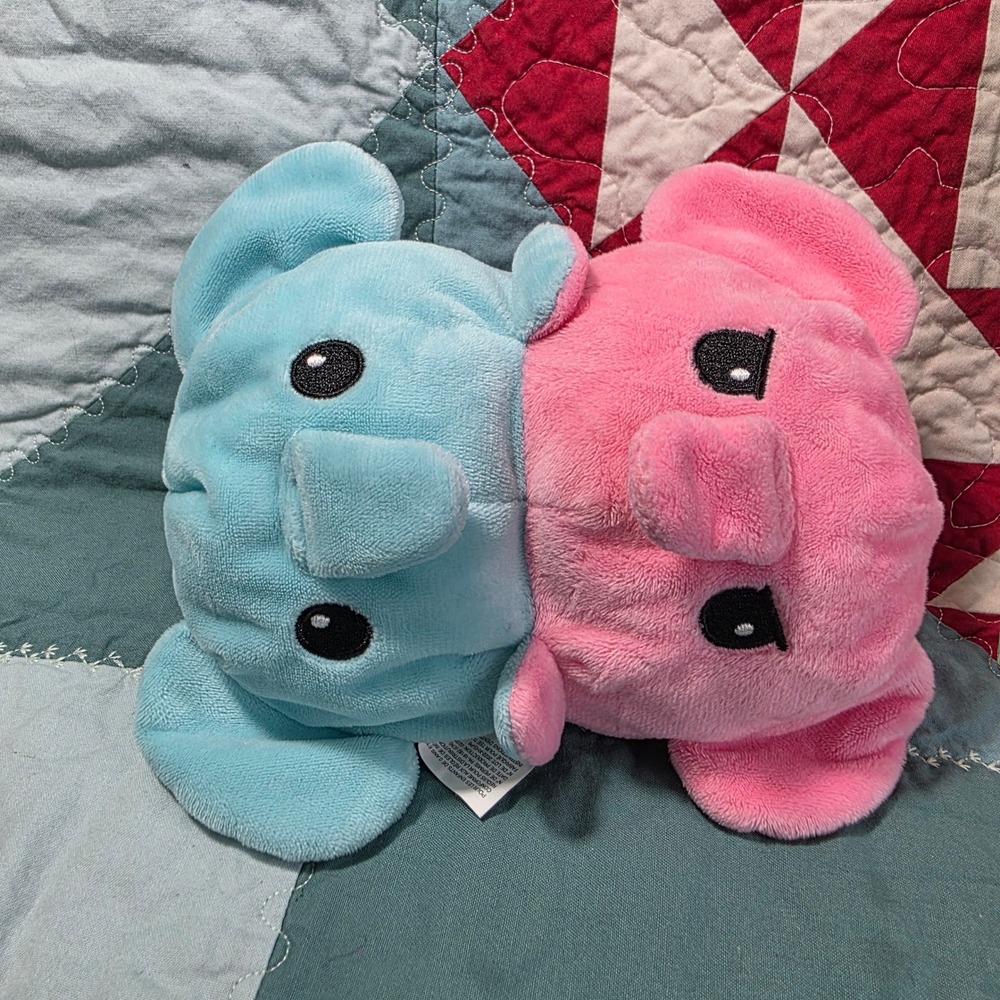 TeeTurtle Reversible Elephant Plushie Unisex Small Pink Blue Mood Octopus Style